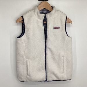 Girls Vineyard Vines Reversible Sherpa Vest navy / white large‎ (14)